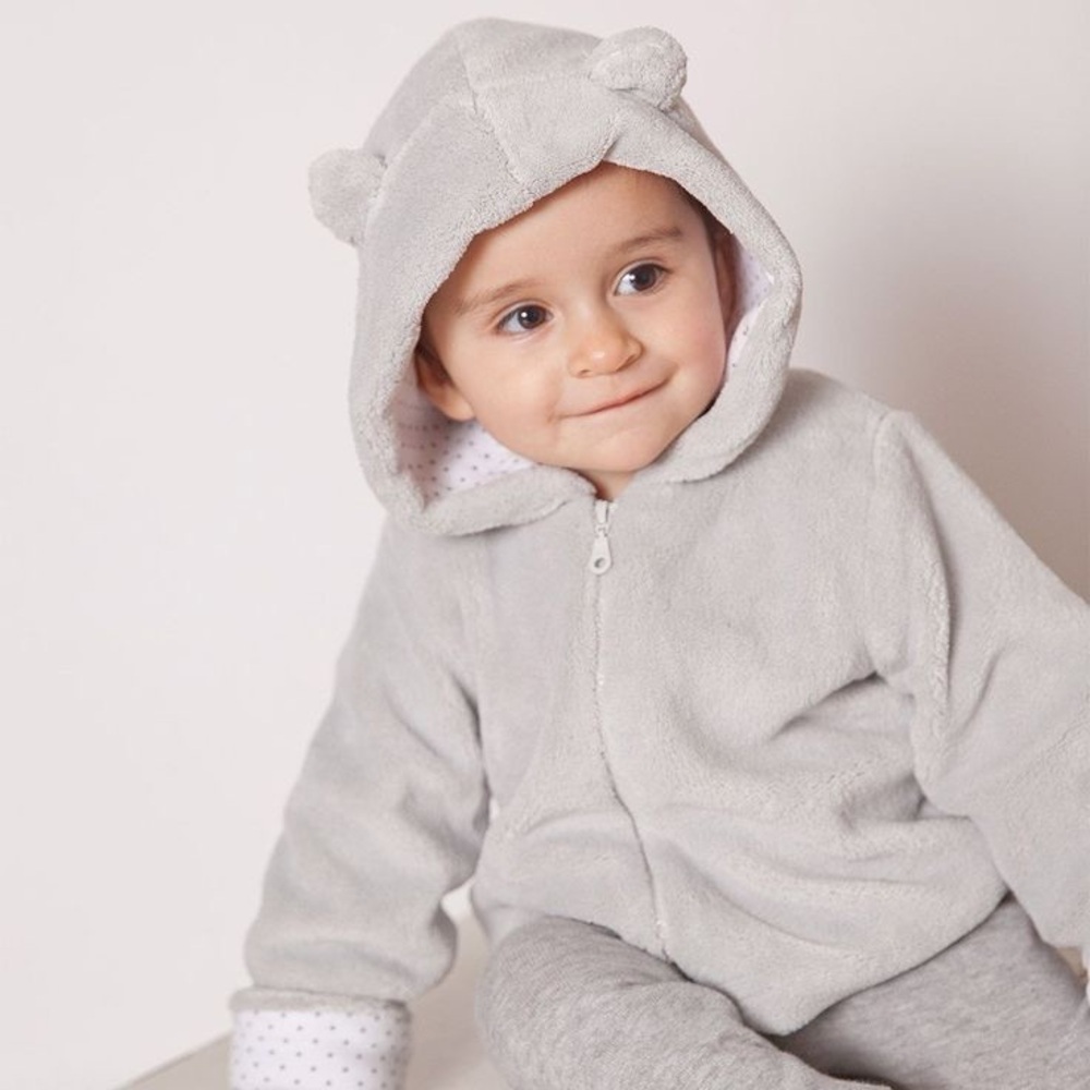 Plush Baby Gray Zip Up Hoodie